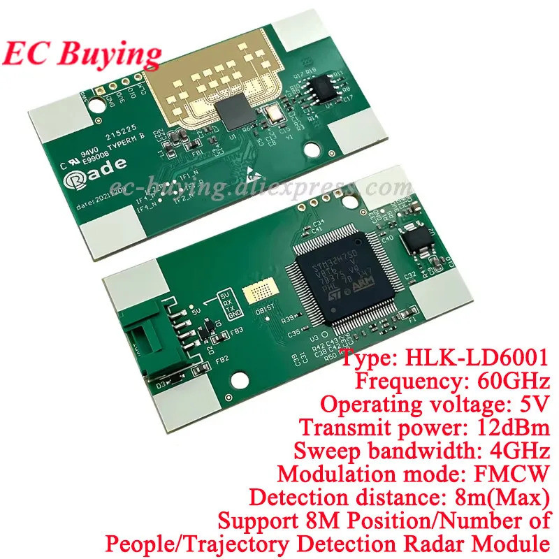 HLK-LD6001 60GHz FMCW 4T3R 8M Radar Human Motion Trajectory Tracking Sensor การตรวจจับอัจฉริยะเครื่อ