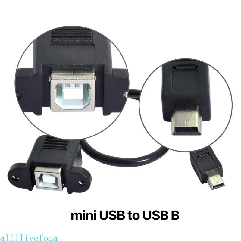 Allilivefoua Mini USB 5-Pin Male to USB B Female Panel Mount Cable with Screws 30 50cm