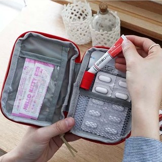 LULABY - Tas P3K Mini / Tempat Kotak Obat-Obatan Bentuk Persegi Kesehatan Medical Bag Organizer  First Aid Kit Travel Pouch Praktis