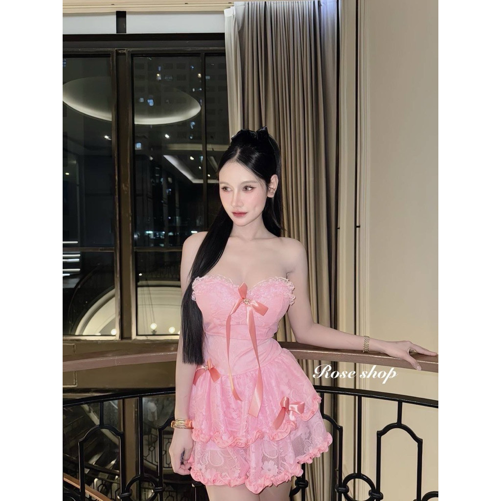 #by2a 💕❤️ꫛꫀꪝ  c o ll e c t i o n ✨💕 คอลใหม่สไตล์สาวโคเรียบบอกเลยน่ารักมากกกก  เซทเกาะอกผ้าลูกไม้แต่ง