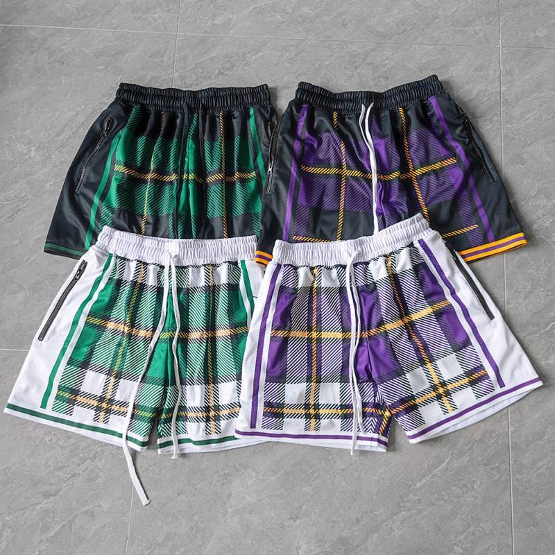 New Basketball Shorts Plaid Series Digital Printed Breathable Mesh Four-Point Basketball Shorts 20Jr