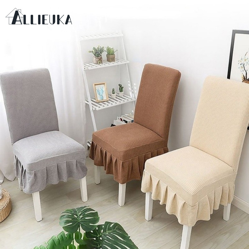 Allieuka ผ้าคลุมเก้าอี้ แบบยืดหยุ่น ผ้าหุ้มเก้าอี้ถอดได้ Seersucker Chair covers ตกแต่งบ้าน