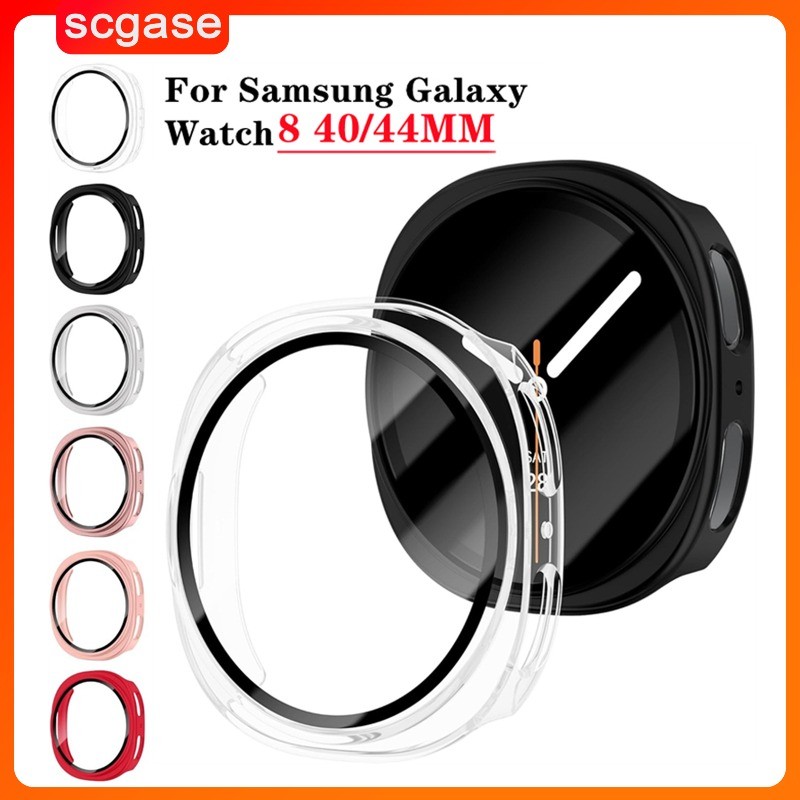 Hard PC Case & ฟิล์มกระจกนิรภัย-in-One สําหรับ Samsung Galaxy Watch9/8 40 มม./44 มม.และ Watch8 คลาสสิก 46 มม.ป้องกันหน้าจอกันชนกรณี