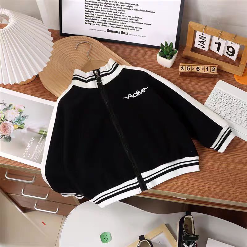 เสื้อแจ็คเก็ตเบสบอลสําหรับเด็กฤดูใบไม้ผลิฤดูใบไม้ร่วงเสื้อลําลอง Unisex เด็กน้ําหนักเบา Sporty Outerw