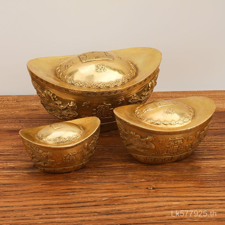 Ingot Five-Way God of Wealth เครื่องประดับตกแต่งบ้านทองแดง Ingot ขายส่ง O04K