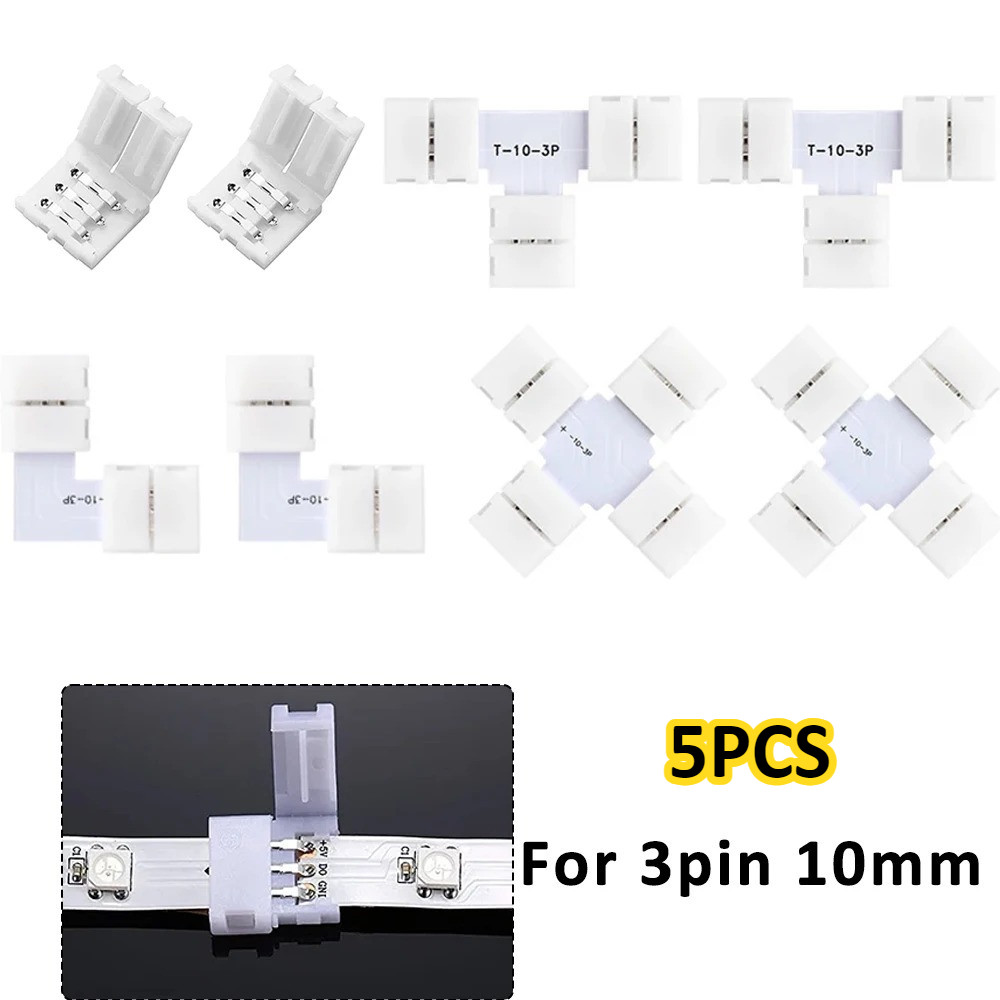 1/5pcs ฟรีบัดกรี 3PIN 10 มม.WS2812B WS2811 LED Strip Connector LT X รูปร่างสําหรับเชื่อมต่อมุมมุมขวา