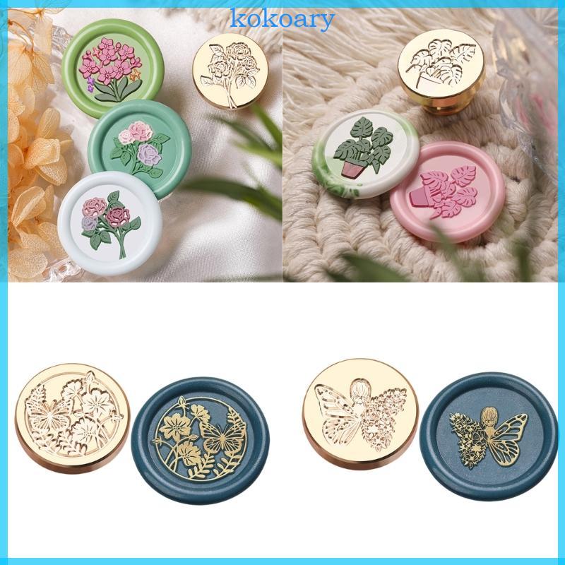 KOK Flower Series Sealing Wax Stamp สําหรับการ์ดเชิญงานแต่งงานทองเหลือง Wax Seal Stamp