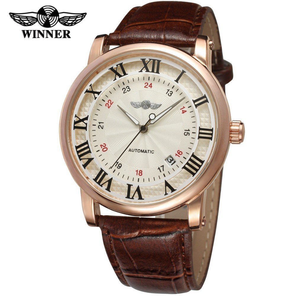 Winner Winner Semi-Skeleton Mens Semi-Automatic Mechanical Watch Mens Automatic Mechanical