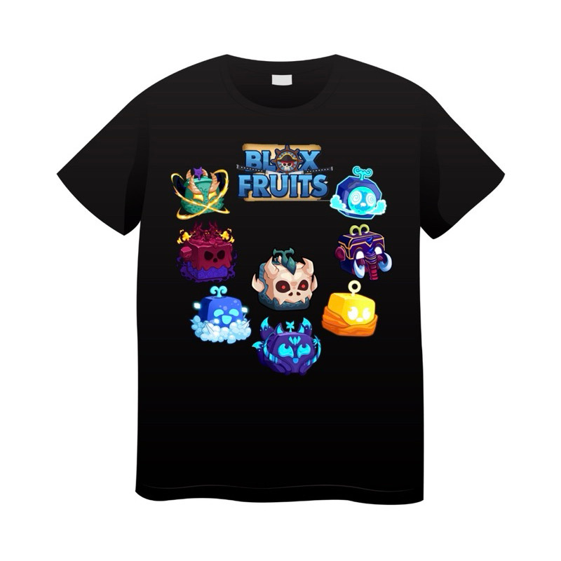 blox fruit ผลปีศาจ เสื้อยืดเด็ก พร้อมส่ง ในไทย มีให้เลือก 4 สี ดูไซส์จากข้างล่าง