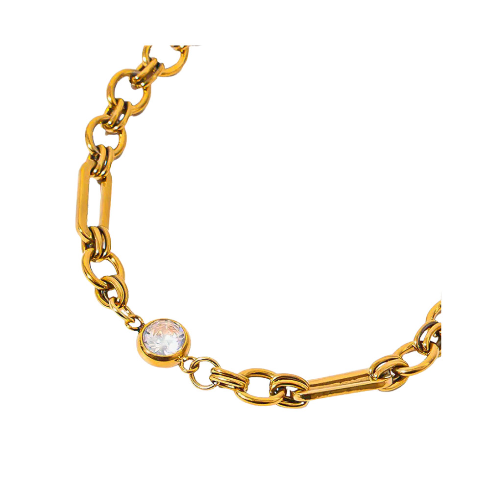 My Juvel สร้อยคอสแตนเลส Rae Bezel สีทอง 18K สําหรับผู้หญิง