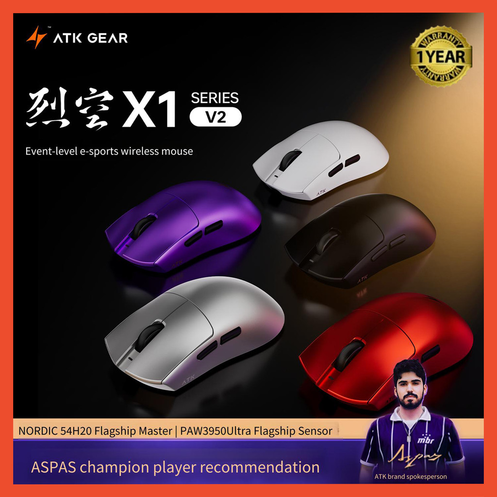 ATK GEAR Liekong X1V2 เมาส์สําหรับเล่นเกมตามหลักสรีรศาสตร์แบบใช้มือถือไร้สาย