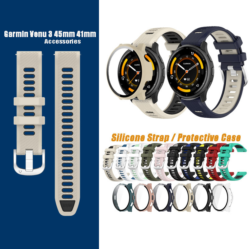 เคสป้องกัน / Run สายรัดซิลิโคนสําหรับ Garmin Venu3 3s Venu 3 45 มม. 41 มม.