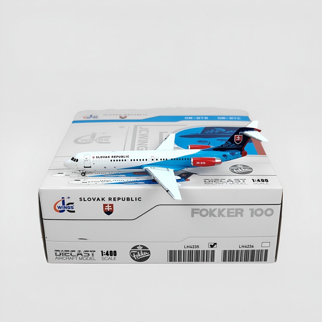 JC Wings LH4235 1: 400 เครื่องพิเศษสโลวาเกีย Fokker100 OM-BYB รุ่นโลหะผสม