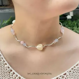 สร้อยคอลูกปัด หิน สร้อยคอวินเทจ ใส่เที่ยว ทะเล คาเฟ่ น่ารักๆ (พร้อมส่ง)