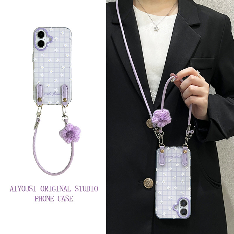 TE30 สําหรับ iphone กันกระแทกเกาหลีน่ารักเคสโทรศัพท์ 17AIR /17PRO/16 Pro Max /15 Pro max 16 plus 14 pro max 16pro 12pro 11 เชือกเส้นเล็กที่ถอดออกได้การ์ตูน Art ins สายคล้องสําหรับสาว