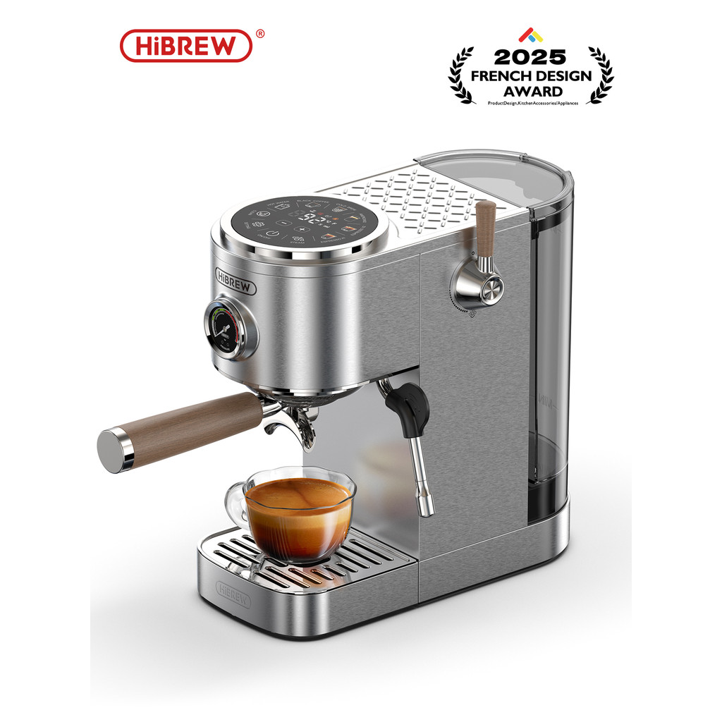 HiBREW H13 เครื่องชงกาแฟ 58 มม.กึ่งอัตโนมัติ Espresso & Americano เครื่องตีฟองนมชงเย็นหม้อต้มคู่