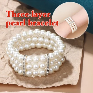 รับคูปองก่อนสั่ง！ สร้อยข้อมือไข่มุก สร้อยไข่มุก กำไลไข่มุก สง่า ชาติพันธุ์ วินเทจ เครื่องประดับ สำหรับผู้หญิง