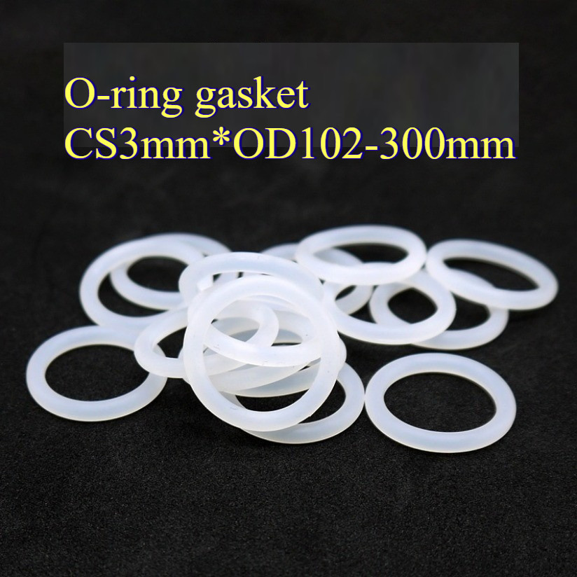 O-ring ปะเก็น CS3 มม.* OD102-300 มม.O-แหวนซิลิโคนสีขาวซีลเกรดอาหารแหวนยางกันน้ําปะเก็นยืดหยุ่นZML-MB