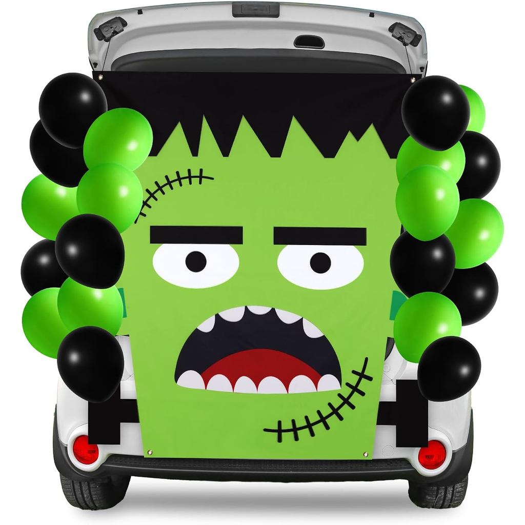Panelee 21 ชิ้นฮาโลวีน Trunk หรือรักษาชุดตกแต่งรถ Monster Theme Trunk หรือรักษาตกแต่งสีเขียว Zombie 
