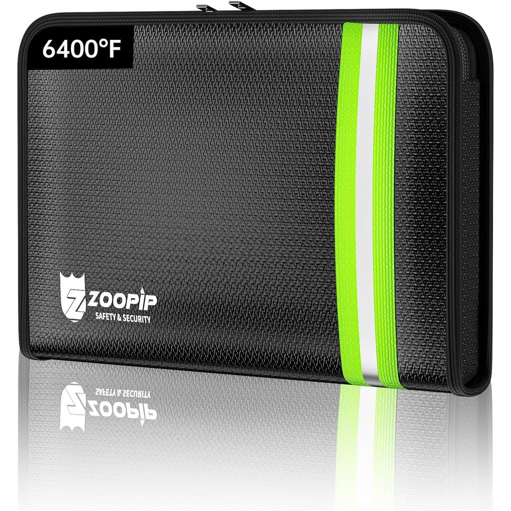 6400°F ทนไฟกระเป๋าซิปกระเป๋า (10.8"x7.4 "),กันน้ําซิปเงินกระเป๋าแถบสะท้อนแสง,แบบพกพา Home Office Sup