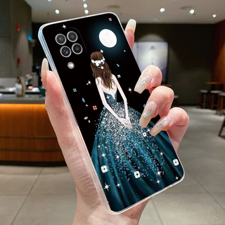 SAMSUNG สําหรับSamsung Galaxy A22 4G A225F / A22 5G A226Bดอกไม้สวยผีเสื้อเคสโทรศัพท์SamsungA22 ซิลิโคนนุ่มโปร่งใสTPU Jelly Cover
