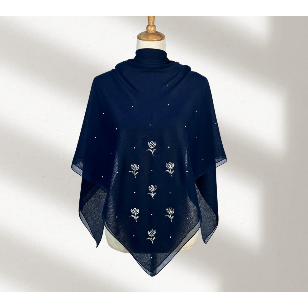 S,R Fashion.Teulip Tudung Bawal Cotton Batu Manik Tabur Cotton Voile คอแดง 50