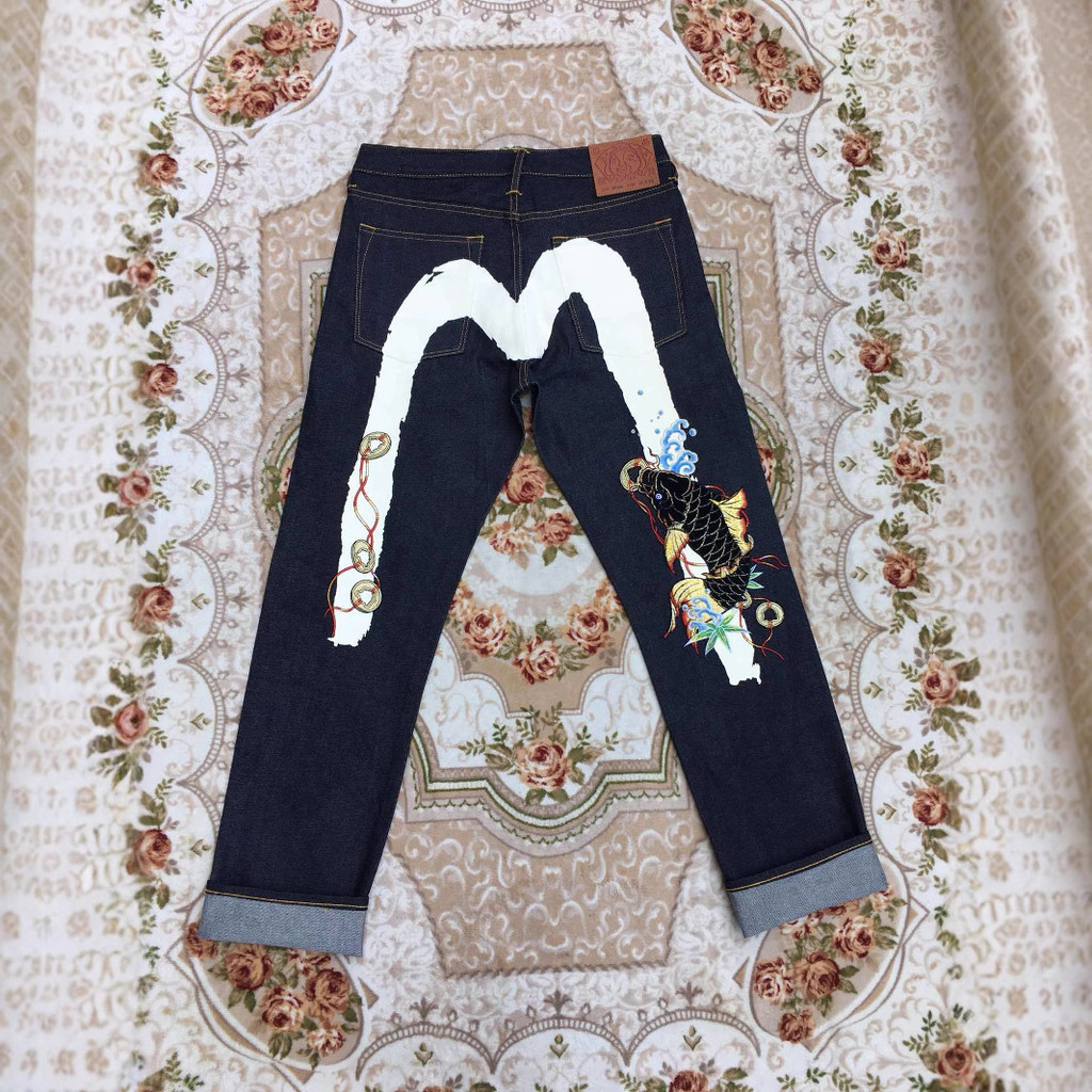 กางเกงยีนส์ Evisu สไตล์ใหม่ ทรงหลวมสำหรับผู้ชาย