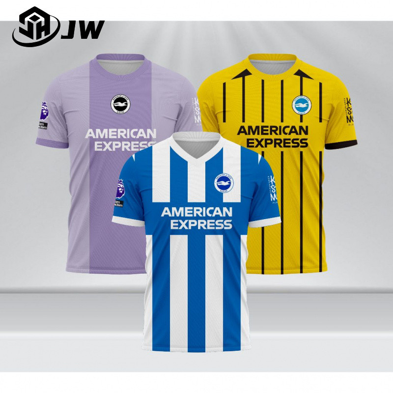 สไตล์ใหม่ฤดูร้อน Brighton Home Away Third Jersey V คอสีฟ้าสีขาวแขนสั้นเสื้อผ้า Top
