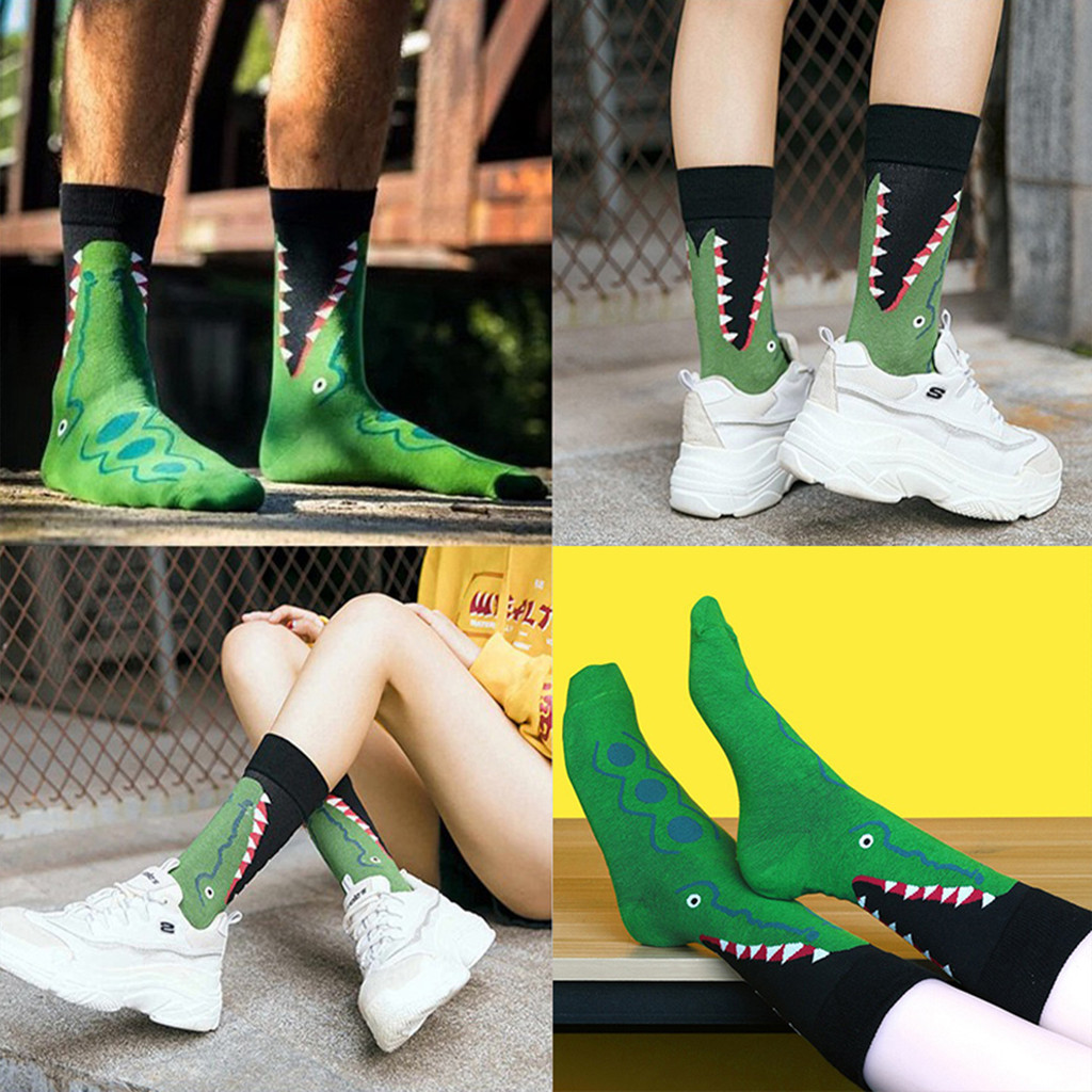 [โอเคไลฟ์ ถุงเท้าผู้ชายผู้หญิง] [2 คู่] มีความสุข ถุงเท้าถุงเท้าคู่กลางหลอดชายหญิงการ์ตูนฤดูใบไม้ร่วงฤดูหนาวผ้าฝ้ายถุงเท้าอินเทรนด์