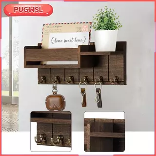 [pugwsl] ที่วางกุญแจติดผนังไม้ตกแต่งที่วางจดหมายชนบทสําหรับห้องครัวหอพักห้องโถง
