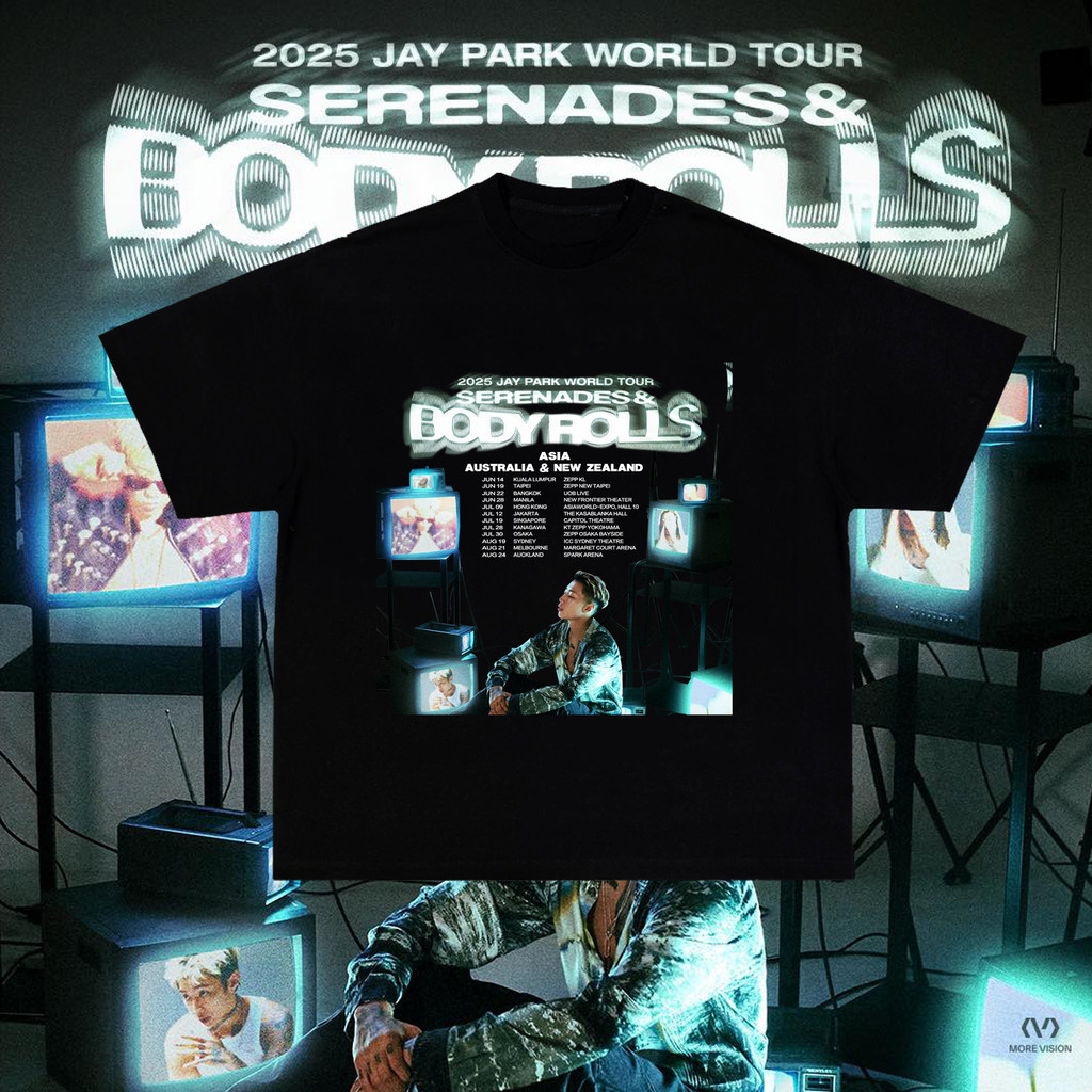 2025 Jay Park World Tour Serenades & Body Rolls คอนเสิร์ตเสื้อยืดผู้ชายและผู้หญิงด้านบนรอบคอผ้าฝ้าย 