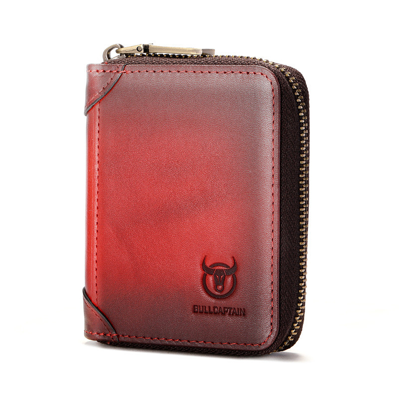 คลังสินค้าพร้อมจัดส่งรวดเร็ว Captain Niu กระเป๋าสตางค์หนังแท้ First Layer Cowhide Card Holder Unisex