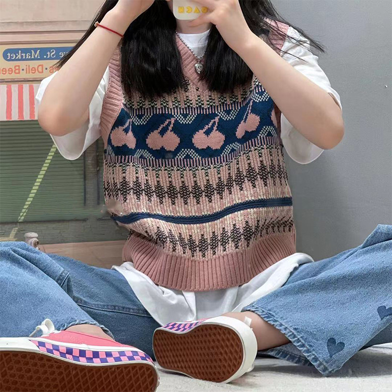 เสื้อถักเกาหลี.krish เชอร์รี่ สไตล์คนดัง สำหรับฤดูใบไม้ร่วงและฤดูหนาว