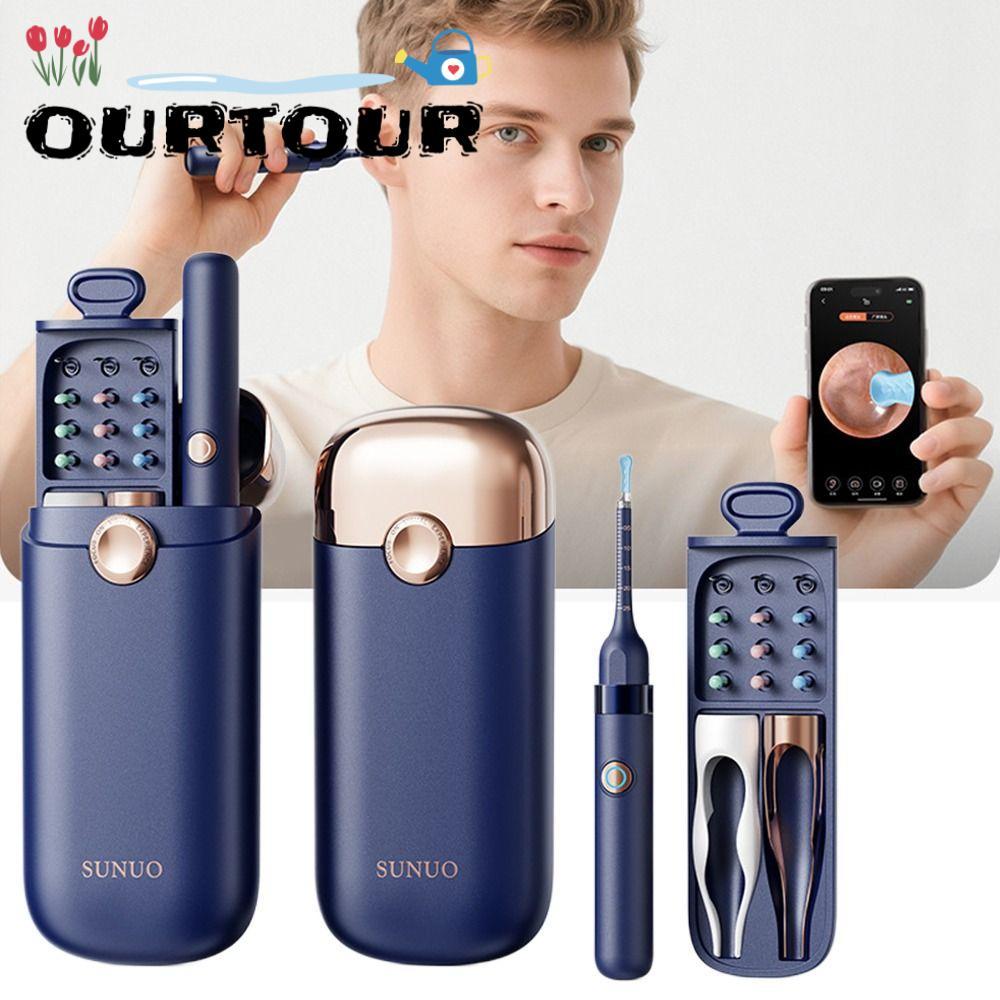 URTOUR Earpicks, ไฟ LED 6 ดวง EarSight Plus Smart Visual Ear Cleaner, พร้อมแหนบ 1080P Ear Wax Removal Cleaner การดูแลหู