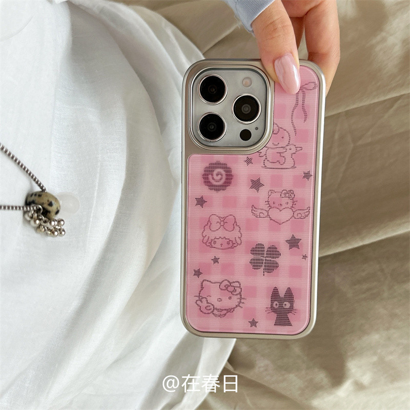 Huiwanju เรขาคณิตลายสก๊อตสีน้ําตาลสําหรับ iPhone17promax เคสโทรศัพท์มือถือ iphone16pro/13/14pro พร้อมขายึด 15pro เคสโทรศัพท์มือถืออีพ็อกซี่