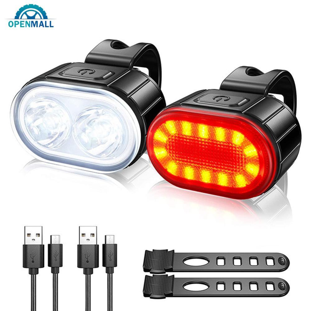 ชุดไฟจักรยาน LED กันน้ำ พร้อมไฟหน้า-ไฟท้าย ชาร์จได้ด้วยUSB สำหรับ MTB และจักรยานอื่นๆ B7H5