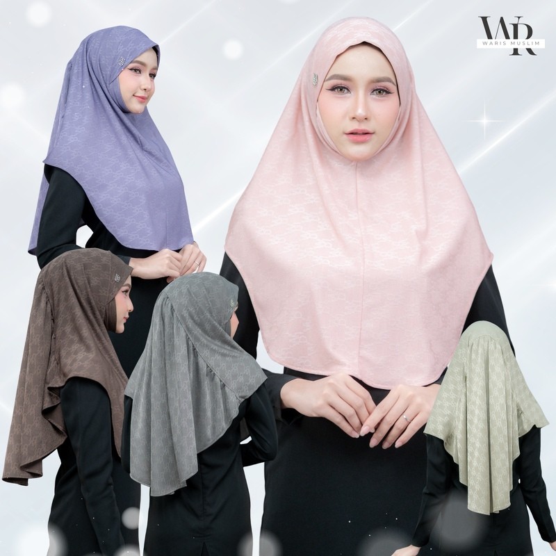 ผ้าคลุมผมมุสลิม ฮิญาบสวมสำเร็จ ผ้ายืดลาย ทรงสวย หน้านิ่ม ผ้าใส่สบาย สวมใส่ได้ทุกโอกาสHN37วาริสมุสลิม