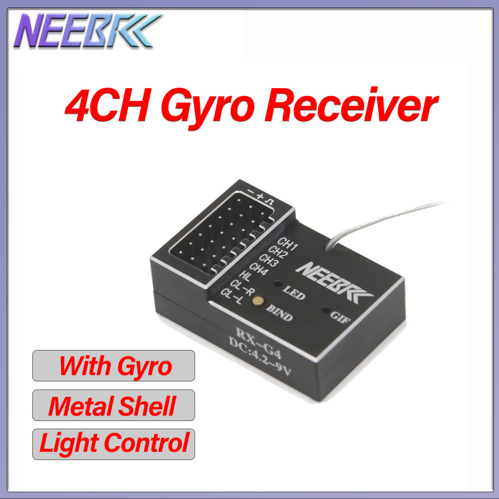 NEEBRC RX-G4 4CH 2.4G Gyro Receiver เปลือกโลหะ Light Control Receiver สําหรับ RC รถ Crawler MN78 MN9