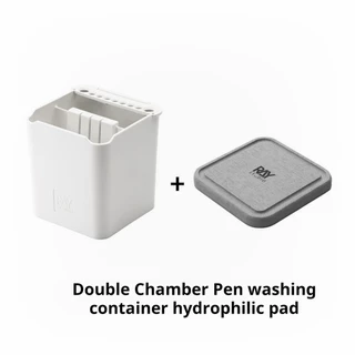 RAY Studio 2 In1 Dual-Compartment Brush ทําความสะอาดหม้อพร้อมแผ่นดูดซับรวม Multi-Hole Design ถือแปรง 9 แปรงเหมาะสําหรับกันดั้มการสร้างแบบจําลอง (ที่ยึดและทําความสะอาด)