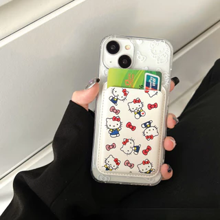 ⭐Bow KT Cat กระเป๋าสตางค์หนังแม่เหล็กพร้อม MagSafe สําหรับ iPhone 16 15 14 13 12 11 Pro Max⭐