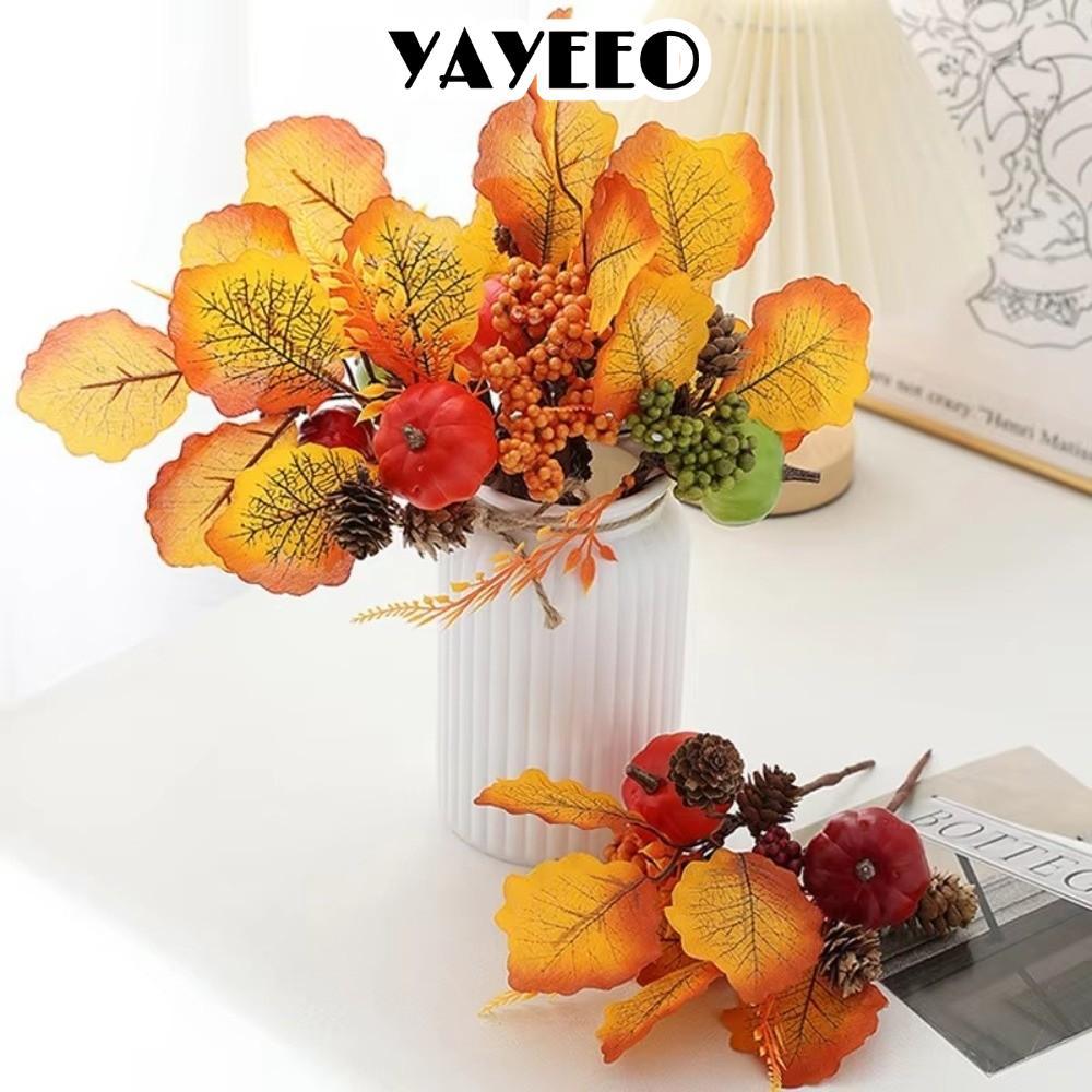 YAEEO กิ่งพันธุ์ฟักทอง, ฟักทอง Flannelette ฟักทอง Maple Leaf Decor, เก็บเกี่ยวฤดูใบไม้ร่วง DIY ประดิ