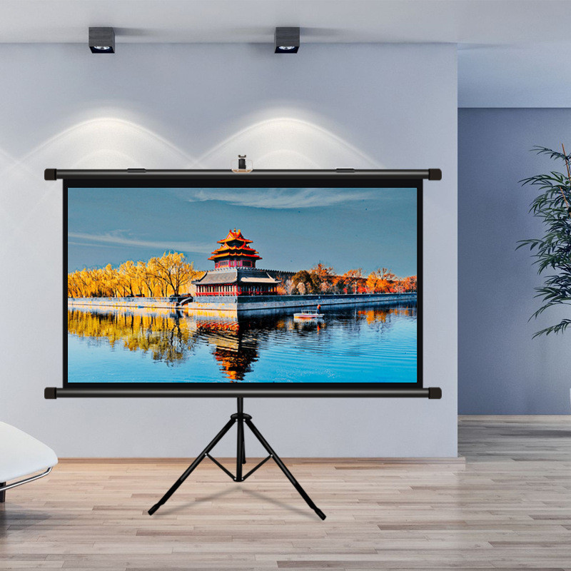 Projection Curtain Bracket Curtain Bedroom Outdoor Floor Movable Househing-Free Wall-Hing Projector 