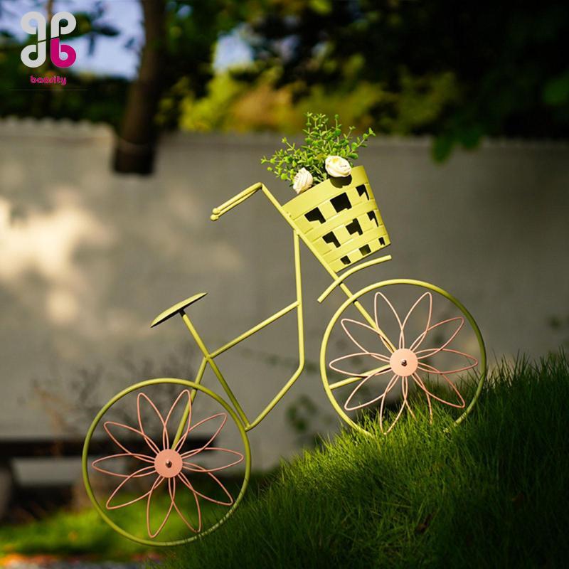 [Baosity] Garden Stake Bike Ornament Metal Bicycle Plant Rack Garden Bicyle Crafts Iron Art for Livi