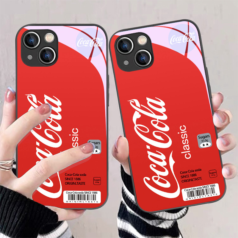 สต๊อกไทย เคสมือถือ16 เครื่องดื่มลายแดง เคสกระจกแข็ง For