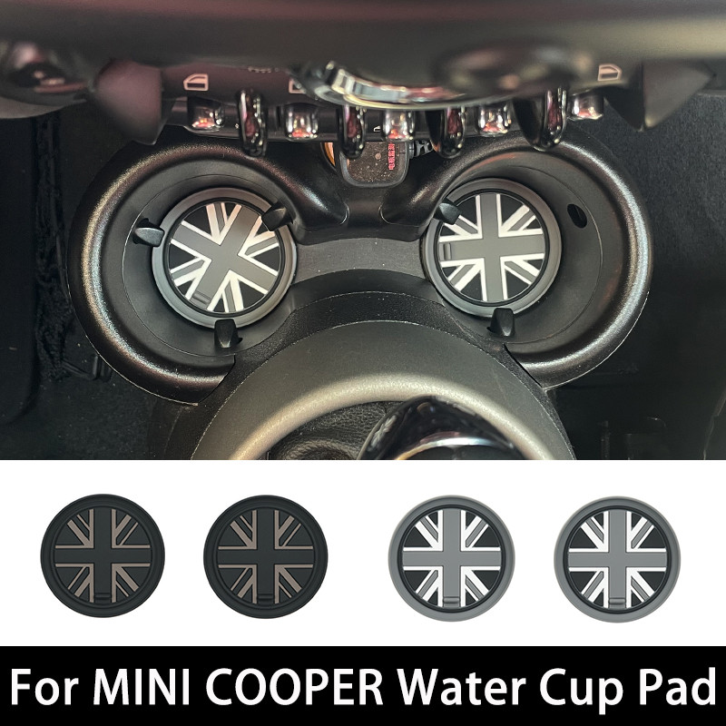 สีเทาแจ็ครถถ้วย Pad Groove Coaster Auto Non-slip Mat Pad สําหรับ MINI Cooper R55 R56 R57 R58 R59 R60 R61 F54 F55 F56 F57 F60 U25