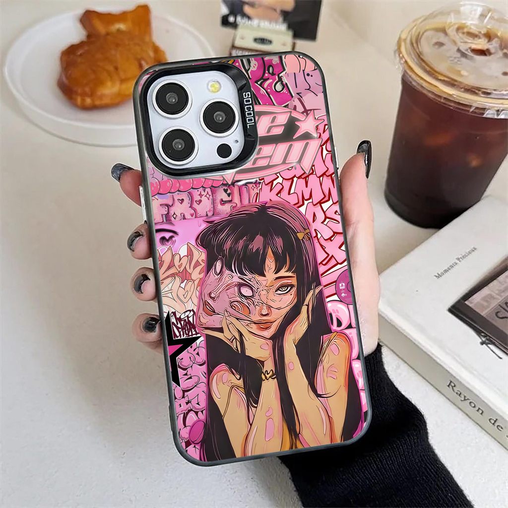 เคสไอโฟนiPhone 17 Pro Maxจุนจิ อิโตะ โทมิเอะ X ซานริโอSimple สีทึบ Frosted Electroplate เลนส์ป้องกันเคสโทรศัพท์สําหรับ iPhone 17 Pro Max 16 15 14 13 12 11 7 8 Plus X Xr Xs Max - รูปที่ 5