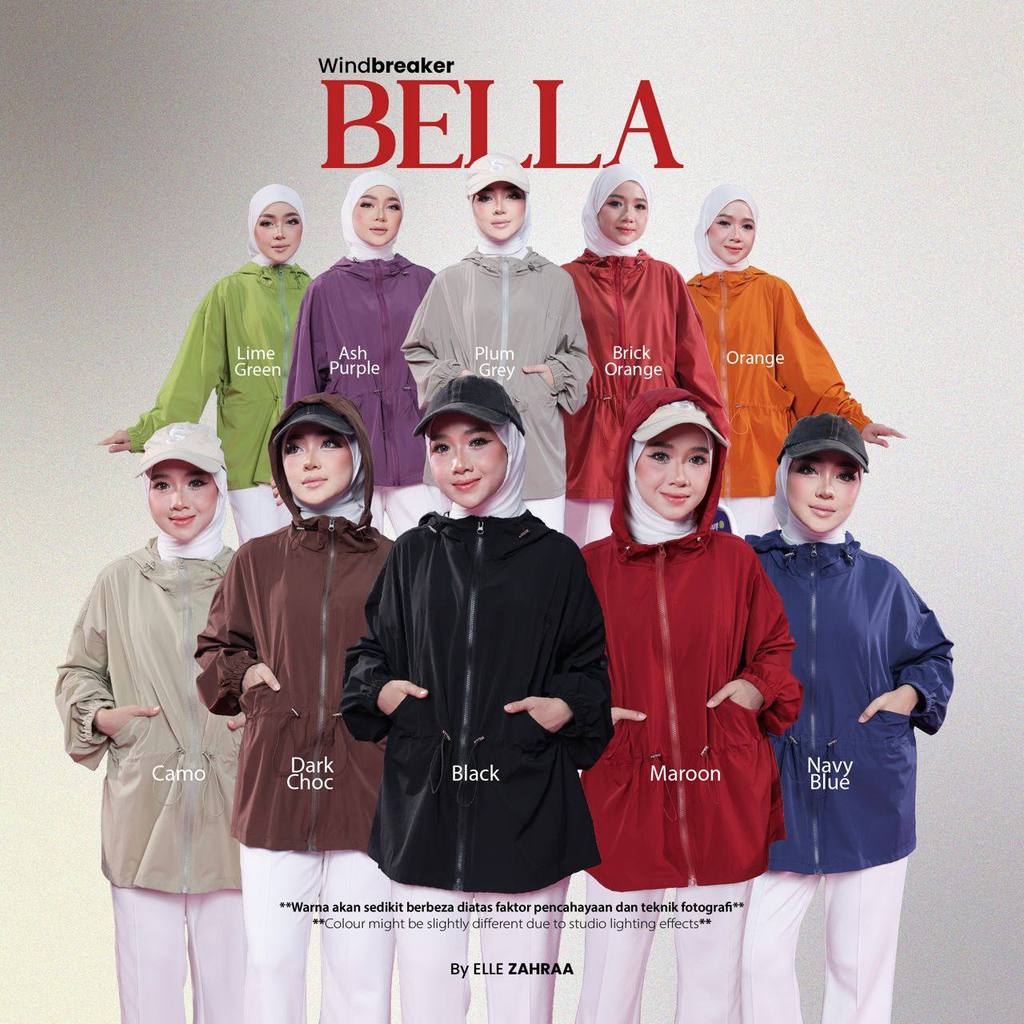 JAKET WINDBREAKER BELLA Premium Jaket Sporty Baju Wanita Muslimah