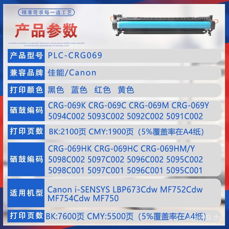 เหมาะสําหรับ 069 Canon MF754 Selenium Drum LBP672C ตลับหมึก MF753 MF755cdw Toner MF750