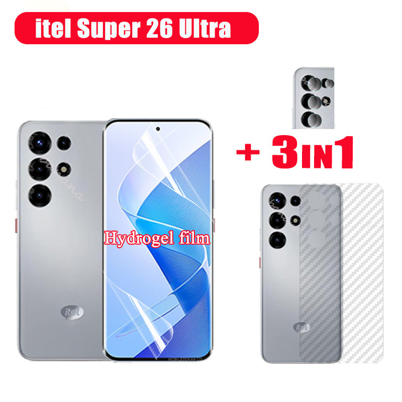 3 IN 1 itel Super 26 Ultra Hydrogel Soft Film itel S25 Ultra S23 S23 Plus ป้องกันหน้าจอเลนส์กล้องกระ