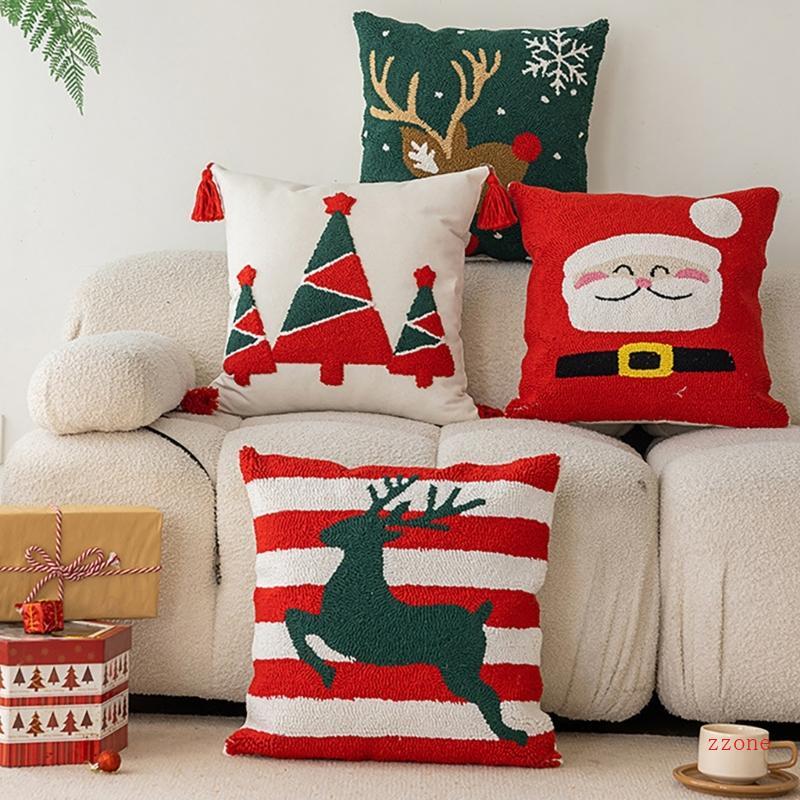 Zzz คริสต์มาสหมอนผ้าฝ้ายนุ่ม Plushie หมอนปลอกหมอนสําหรับของขวัญและการตั้งค่าบ้านที่สะดวกสบาย